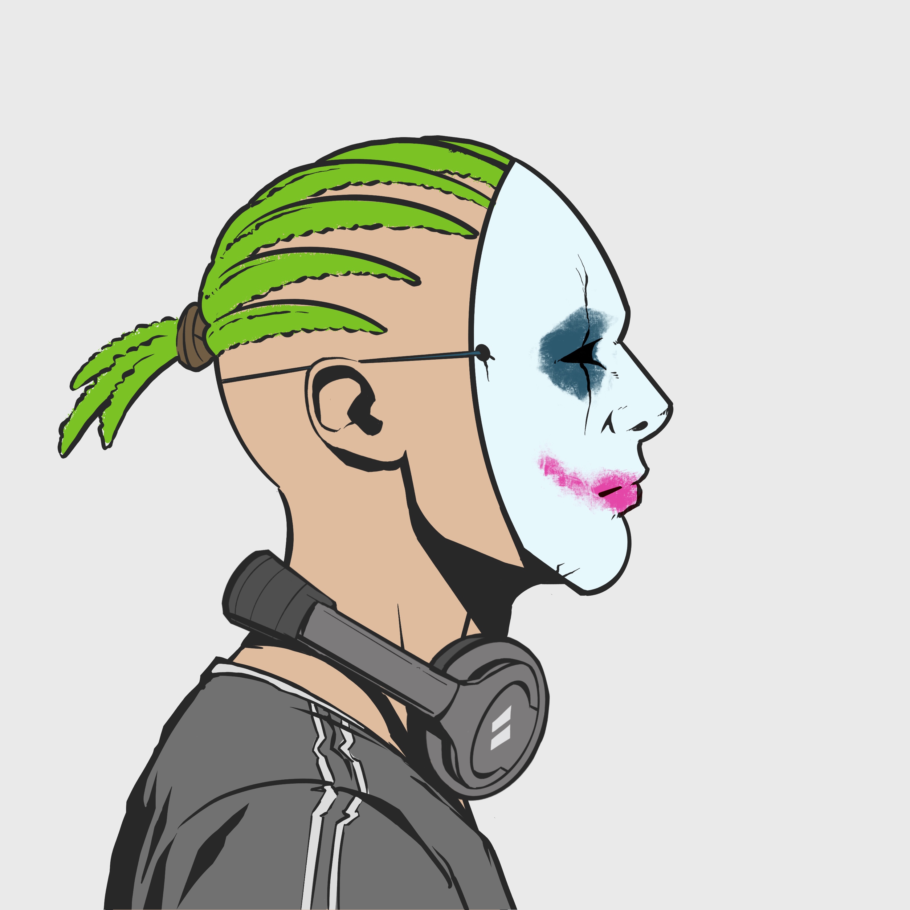 Human male wearing joker facemask