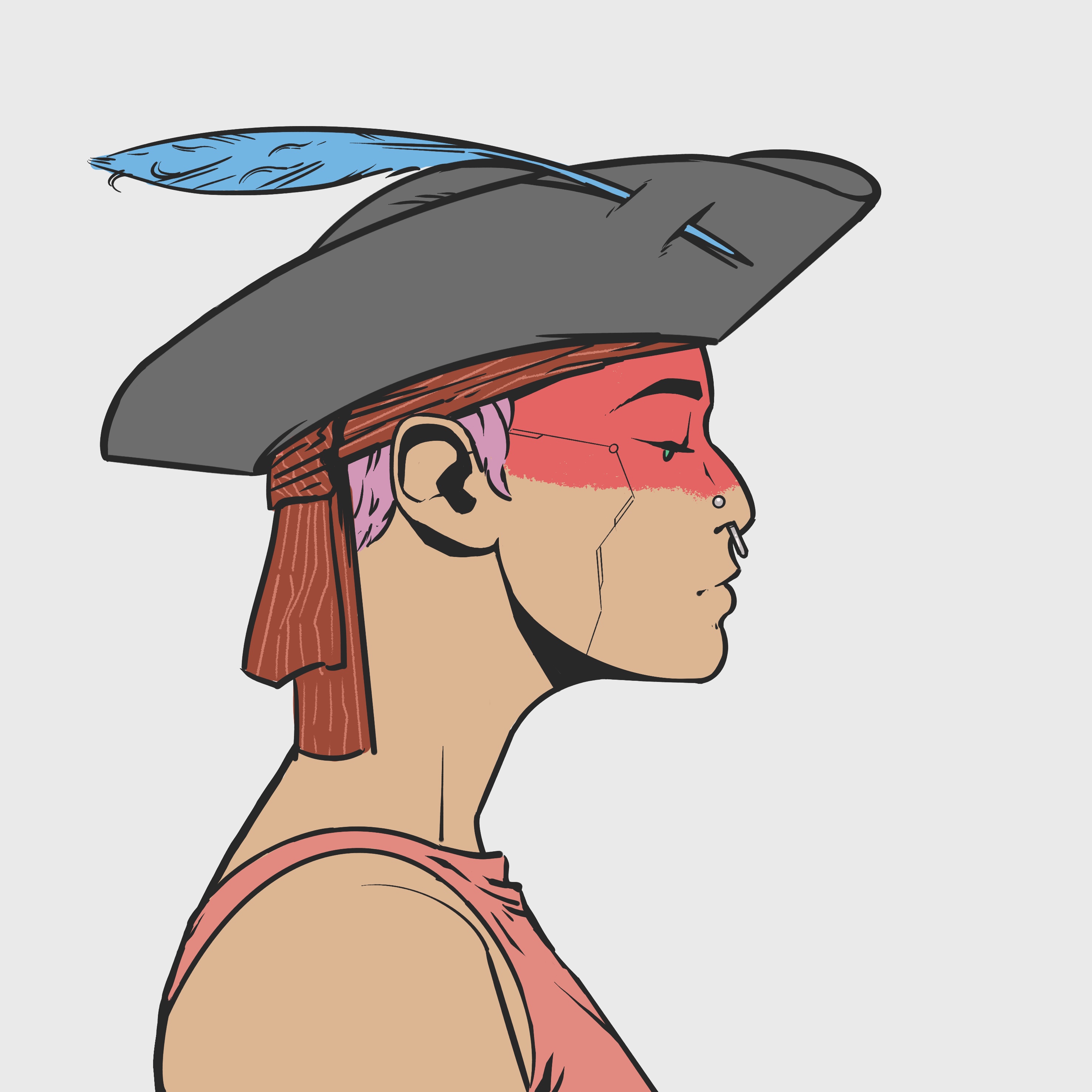 Human female wearing a pirates hat